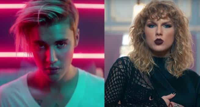 Imagem do post Justin Bieber pede desculpas e critica Taylor Swift, mas internautas acham que ele tentou queimar o filme dela