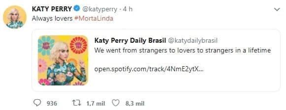 Imagem do post Katy Perry volta a tweetar para os fãs em Português. Confira: