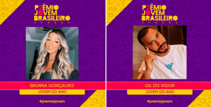 post: Prêmio Jovem Brasileiro 2021: Gil do Vigor e Brunna Gonçalves vencem na categoria Jovem do Ano 