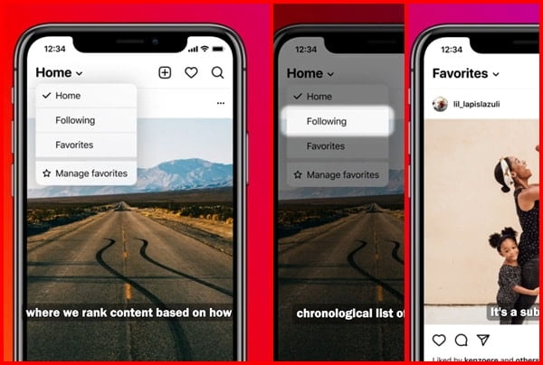 Imagem do post Instagram terá nova função de 3 feeds diferentes e volta do feed cronológico