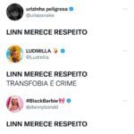 Imagem do post BBB22: ‘LINN MERECE RESPEITO’ é o assunto mais comentado no twitter